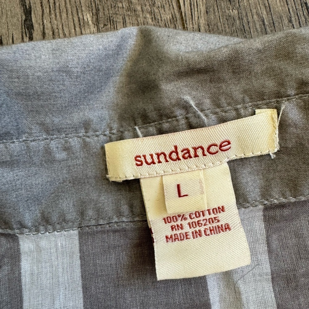 Sundance Cotton Striped Embroidered Pop Over Top- Size Large - Picture 4 of 5